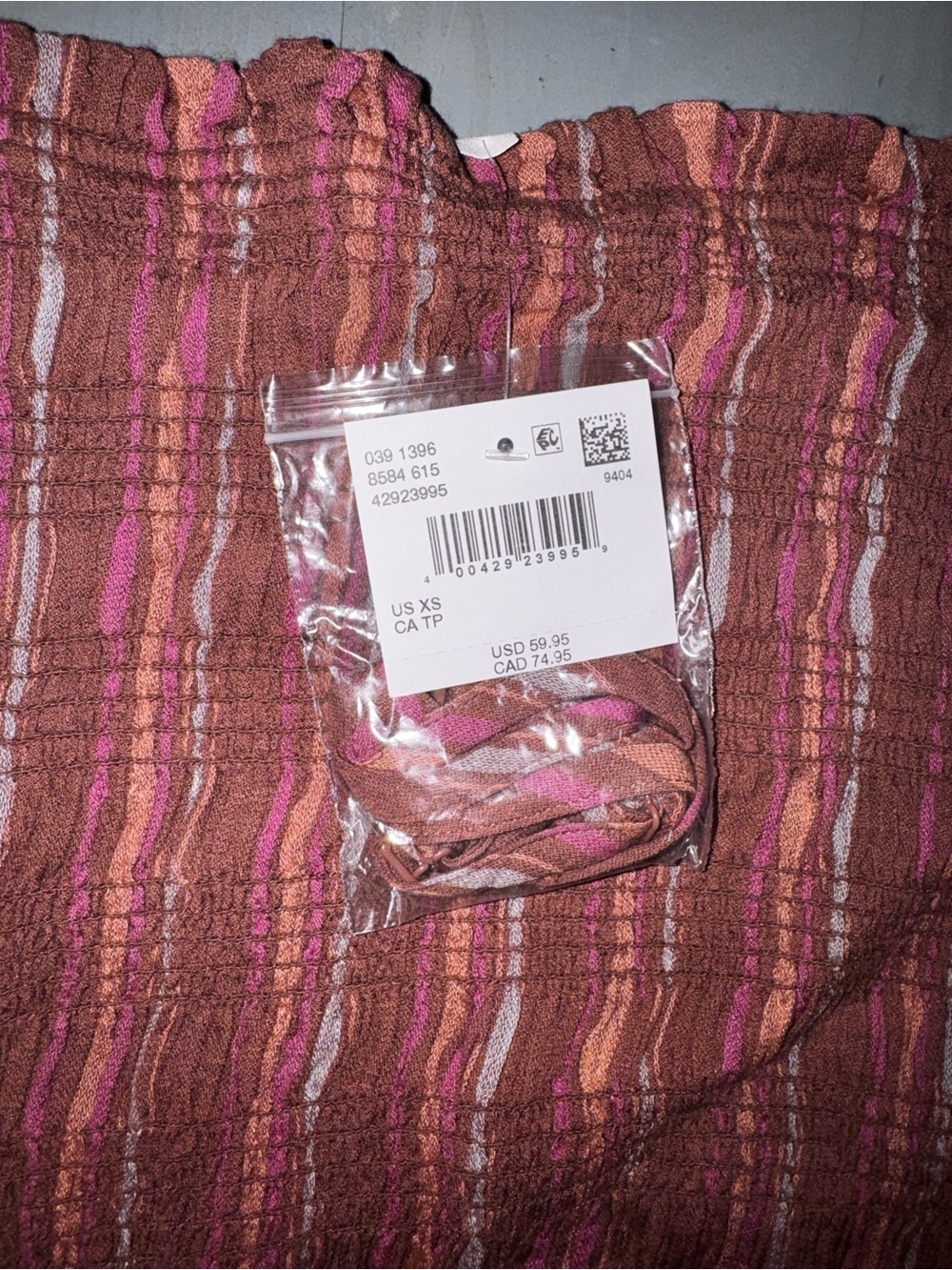 AE Striped Wide-Leg Jumpsuit in Rust Pink - Picture 2 of 3